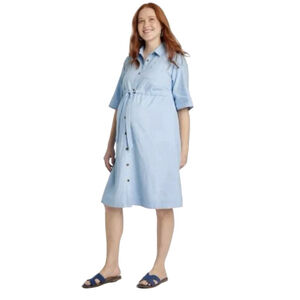 Ingrid + Isabel Plus Maternity Dress Light Blue Button Down Midi Shirt Dress XL